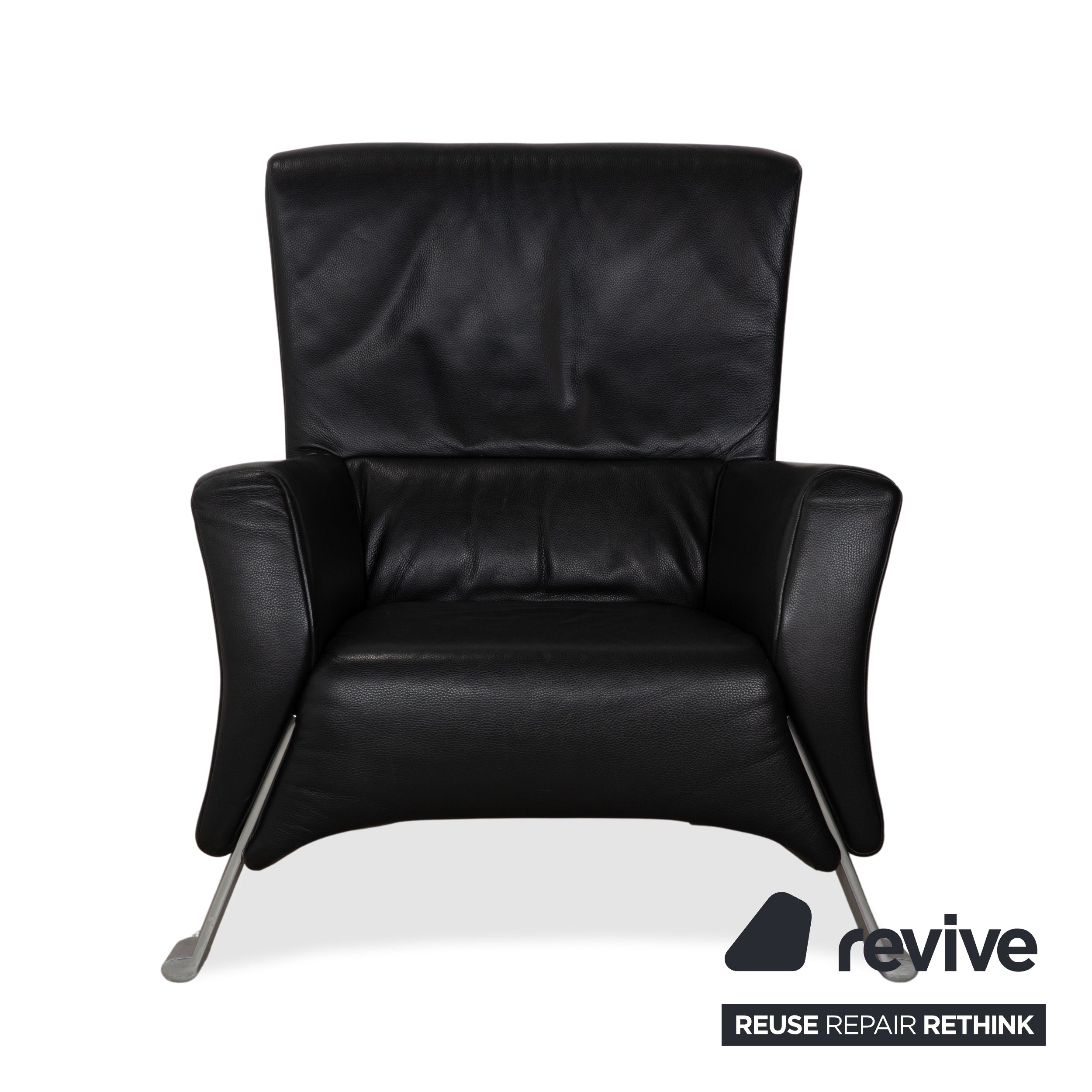 Rolf Benz 322 Leder Sessel Hocker Schwarz