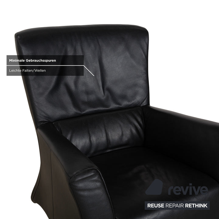 Rolf Benz 322 Leder Sessel Hocker Schwarz