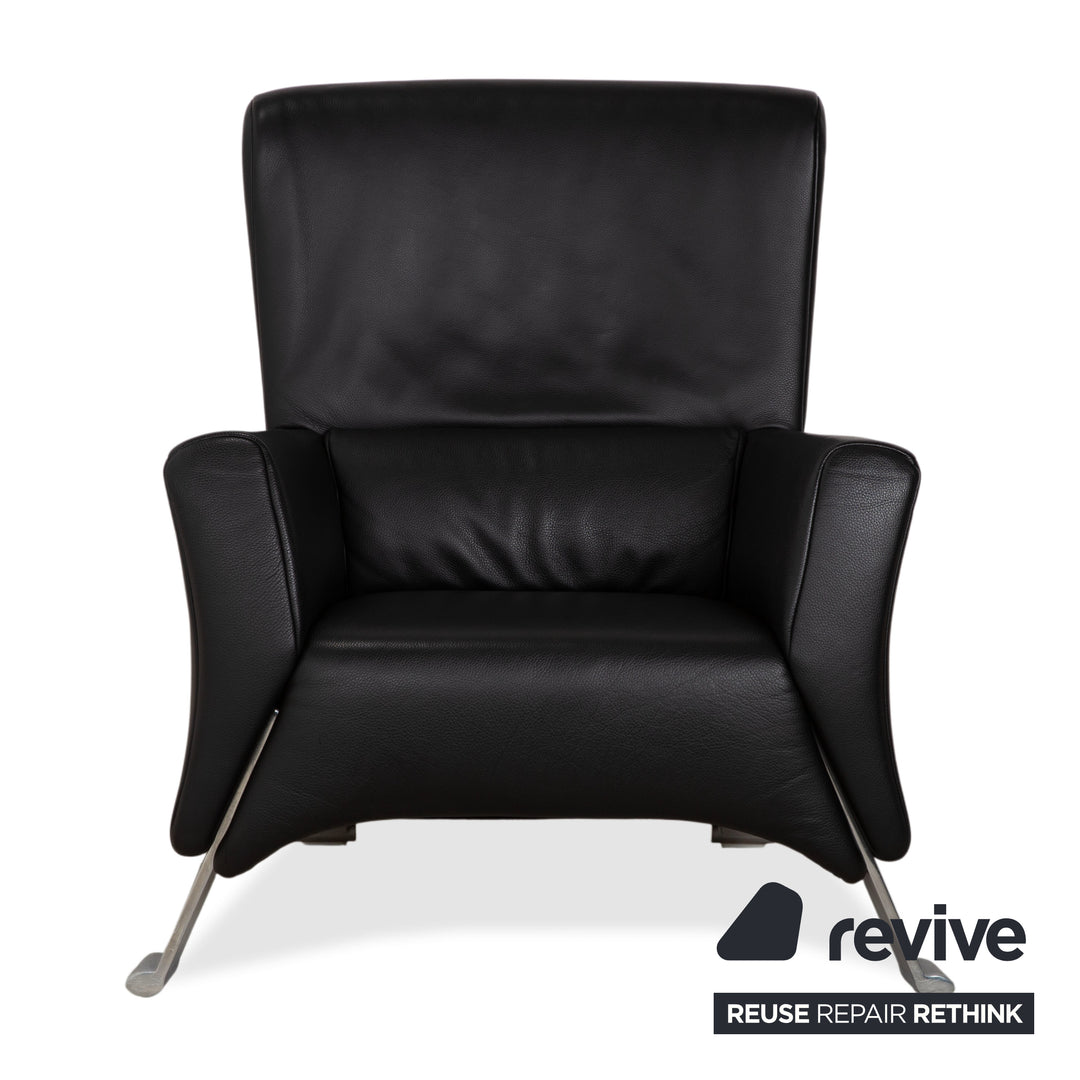 Rolf Benz 322 Leder Sessel Hocker Schwarz