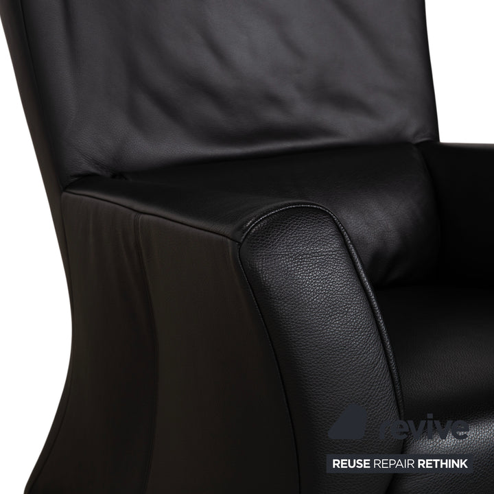 Rolf Benz 322 Leder Sessel Hocker Schwarz