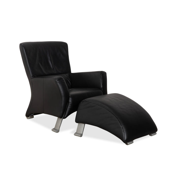 Rolf Benz 322 Leder Sessel Hocker Schwarz