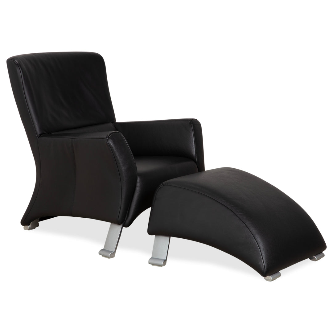 Rolf Benz 322 Leder Sessel Hocker Schwarz