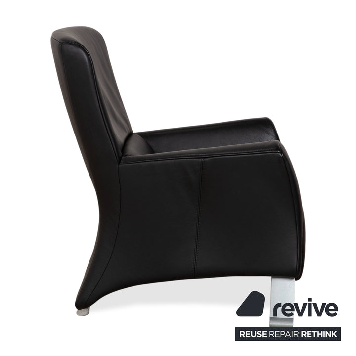 Rolf Benz 322 Leder Sessel Hocker Schwarz