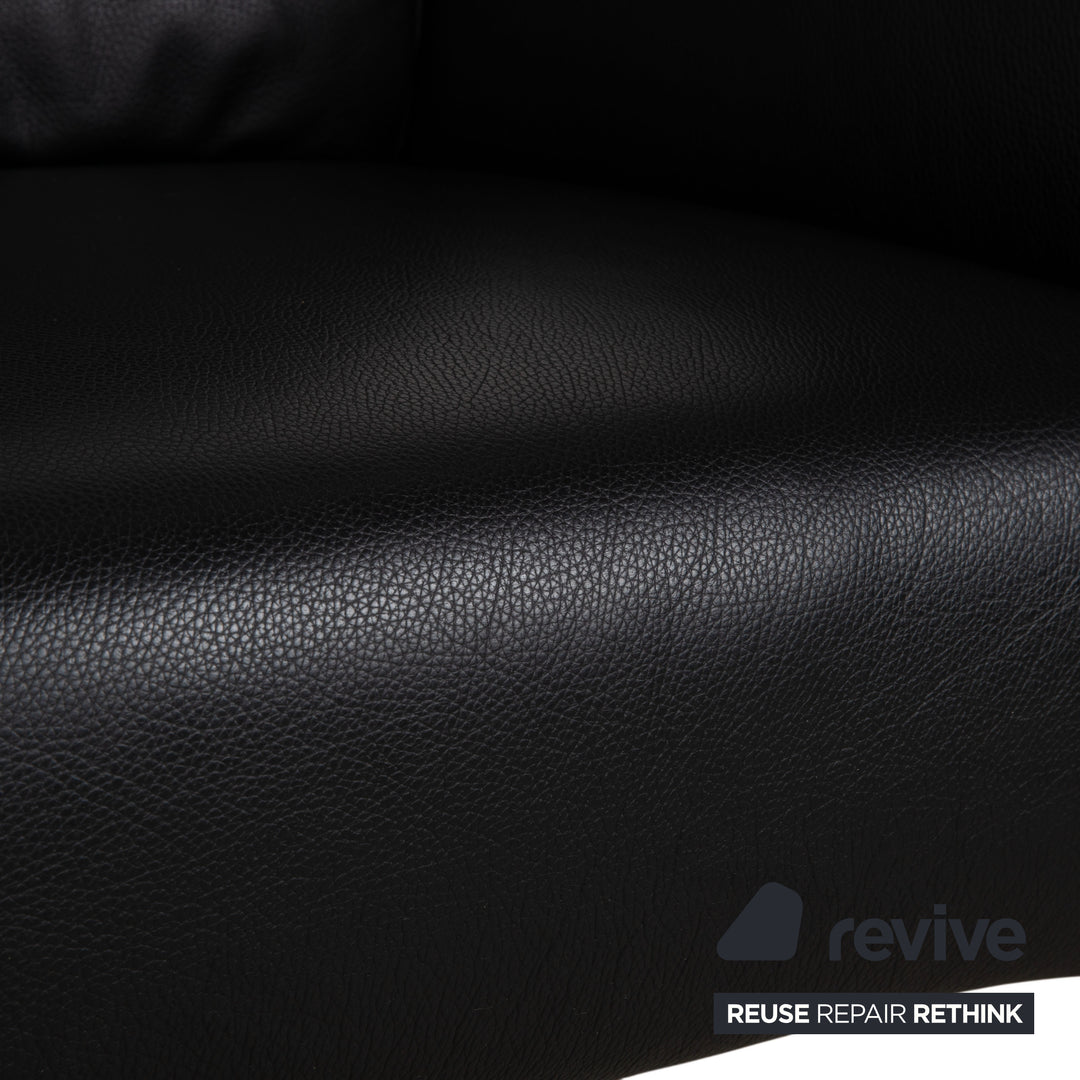 Rolf Benz 322 Leder Sessel Hocker Schwarz