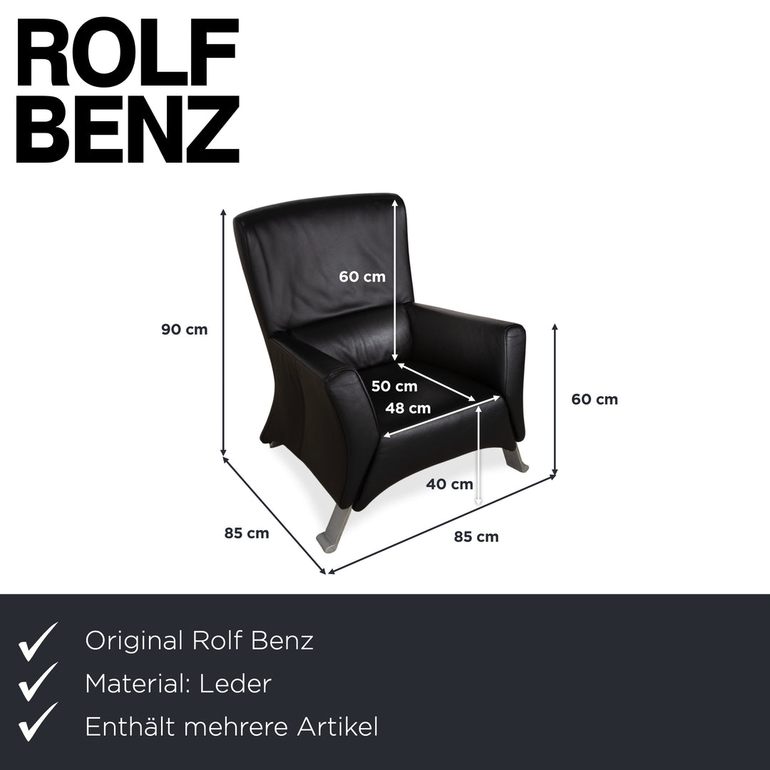 Rolf Benz 322 Leder Sessel Hocker Schwarz