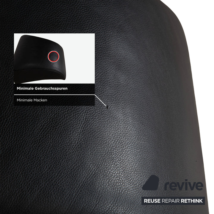 Rolf Benz 322 Leder Sessel Hocker Schwarz