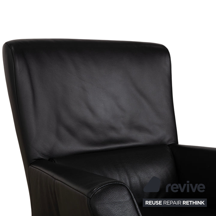 Rolf Benz 322 Leder Sessel Hocker Schwarz