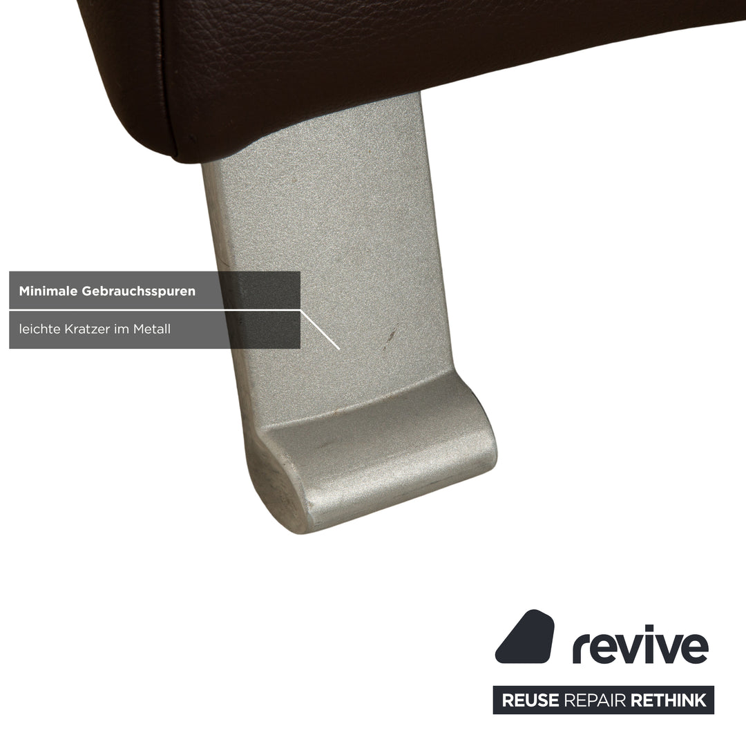 Rolf Benz 322 Leder Sessel mit Hocker Braun Kastanie
