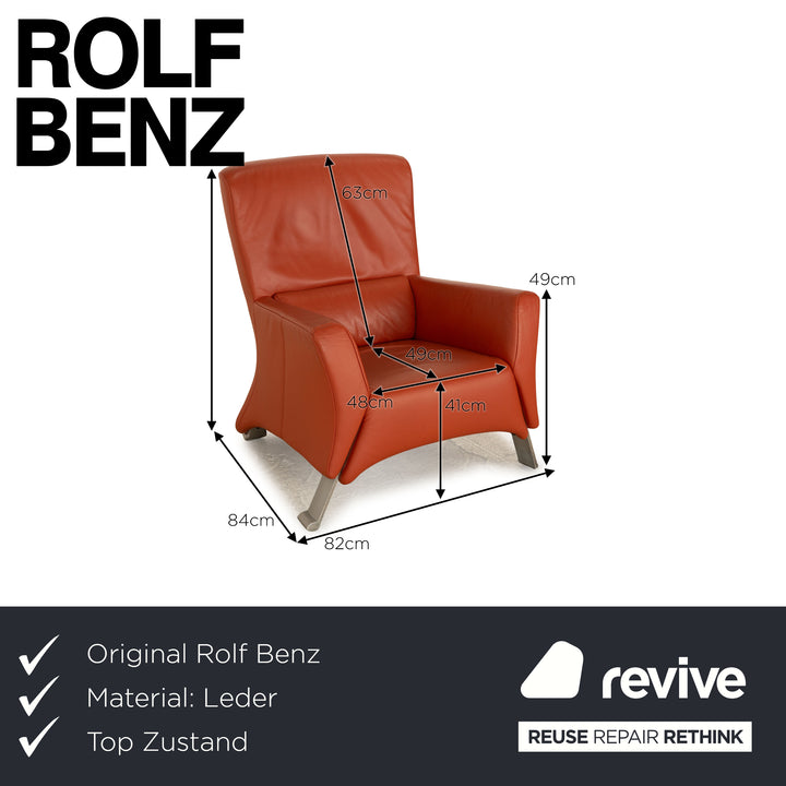 Rolf Benz 322 Leather Armchair Orange