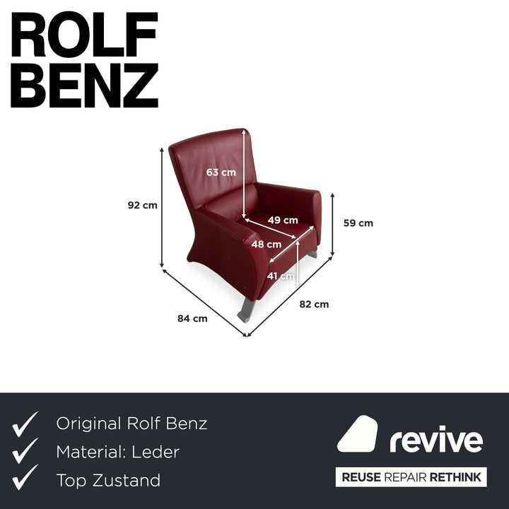 Rolf Benz 322 Leder Sessel Rot Bordeaux