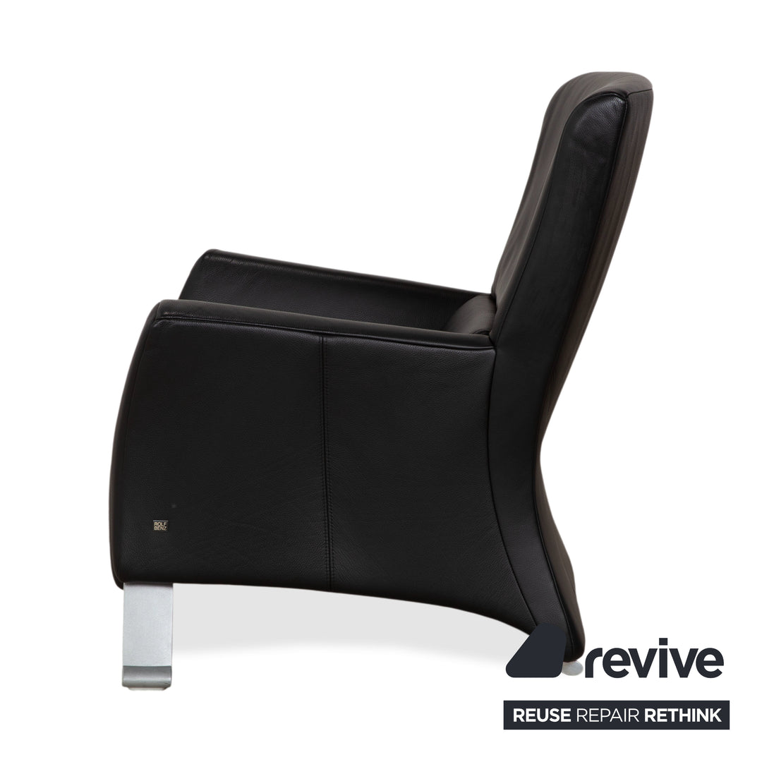 Fauteuil en cuir noir Rolf Benz 322