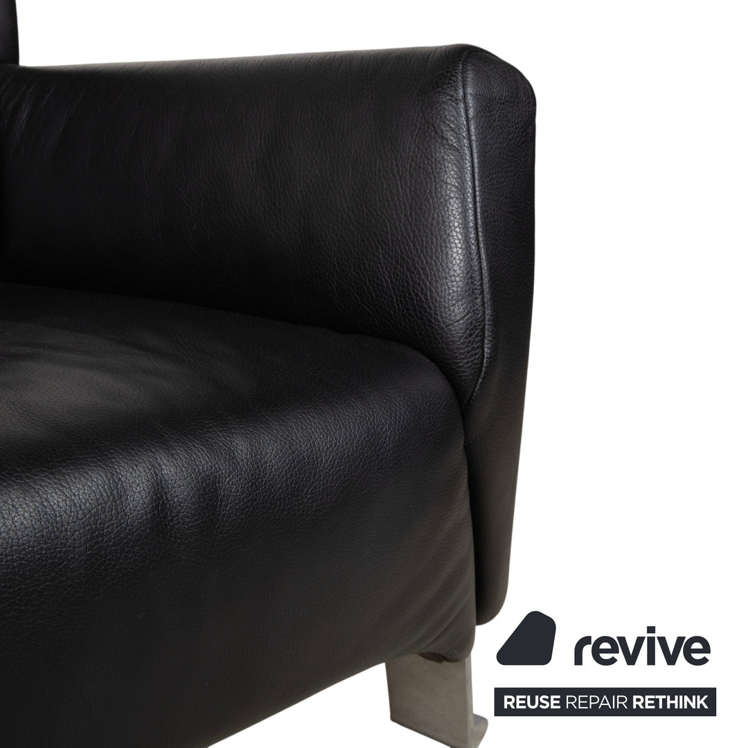 Fauteuil en cuir noir Rolf Benz 322