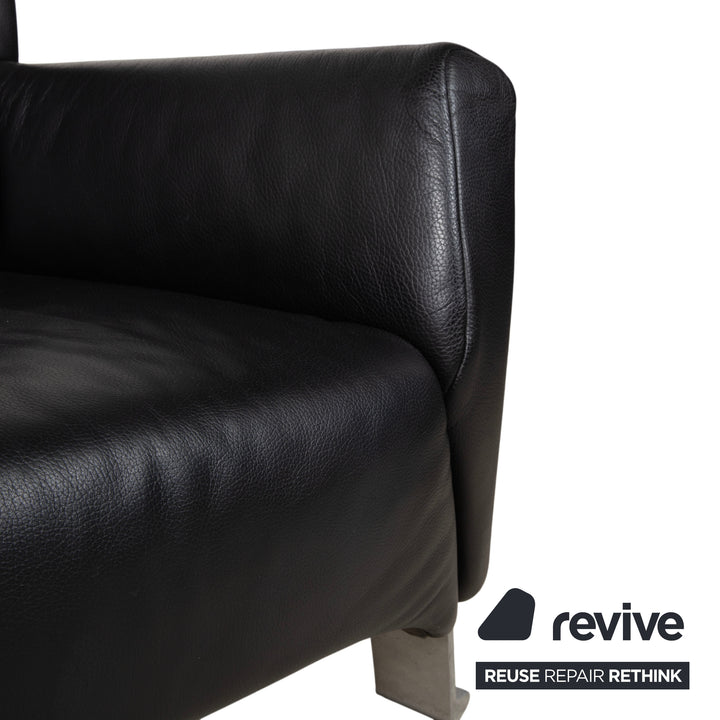 Fauteuil en cuir noir Rolf Benz 322