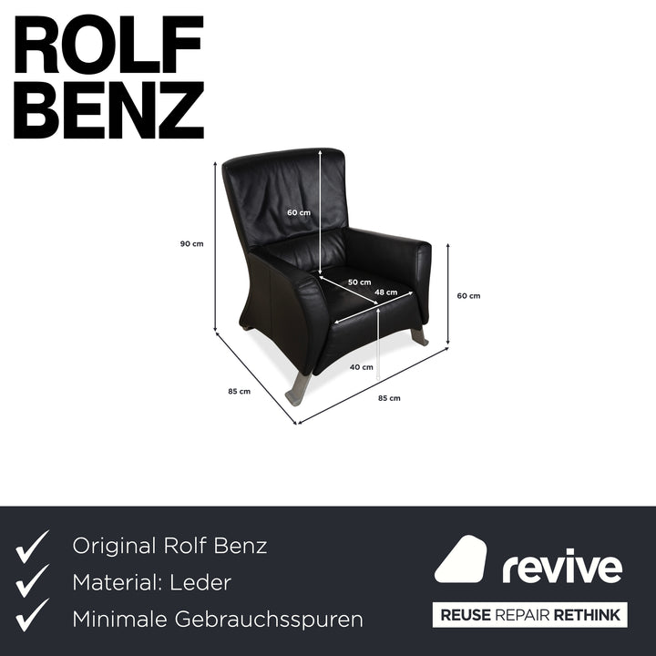 Rolf Benz 322 Leder Sessel Schwarz