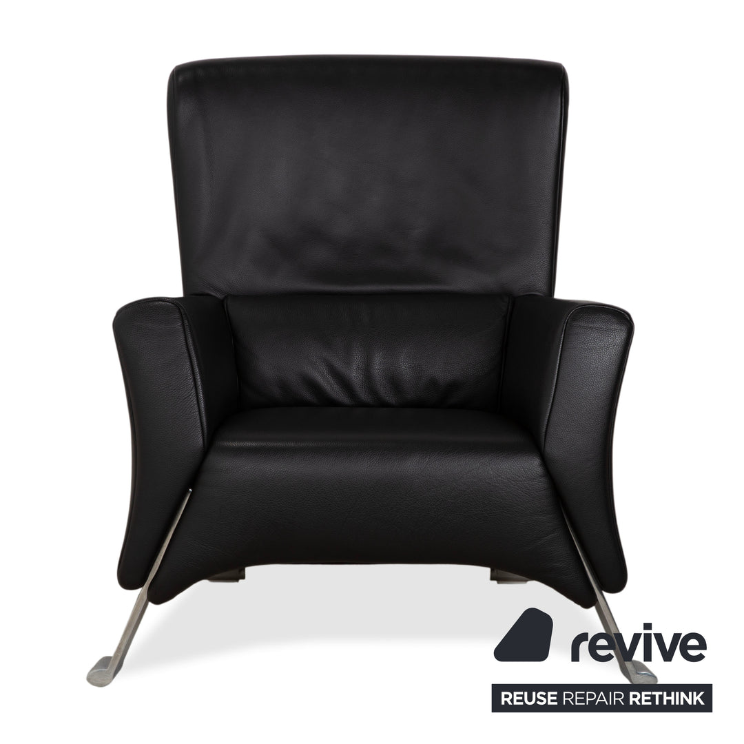 Fauteuil en cuir noir Rolf Benz 322