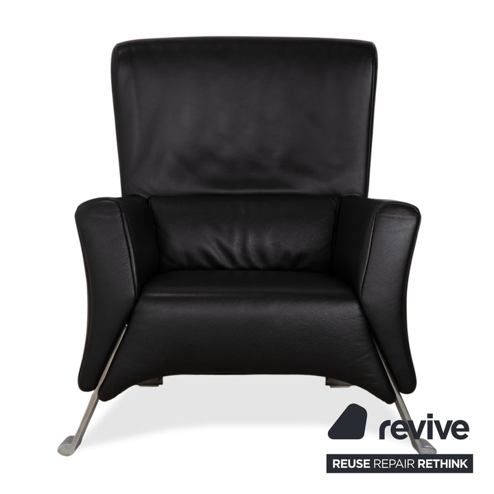 Fauteuil en cuir noir Rolf Benz 322
