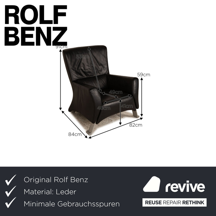 Rolf Benz 322 Leather Armchair Black