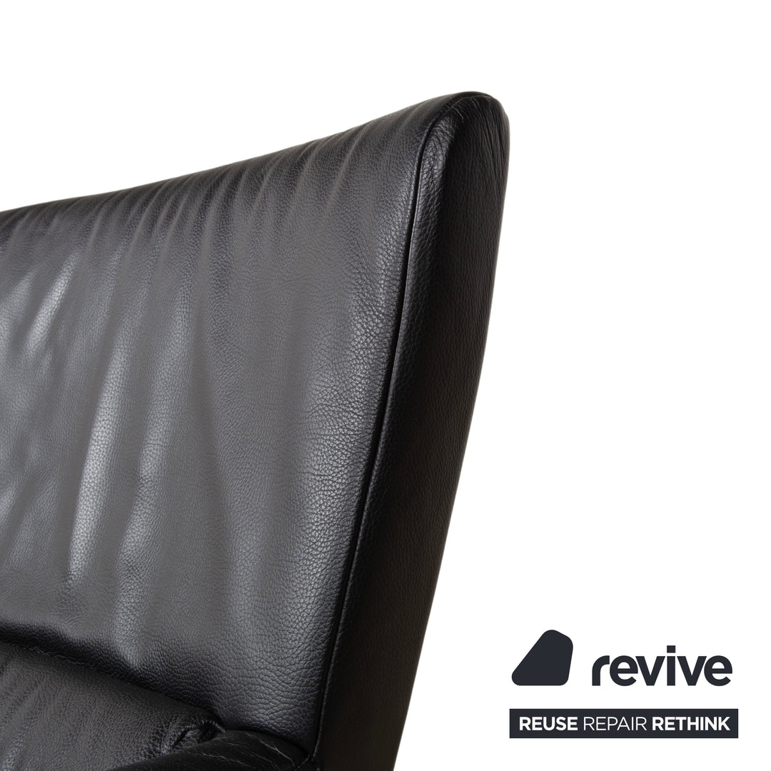 Fauteuil en cuir noir Rolf Benz 322