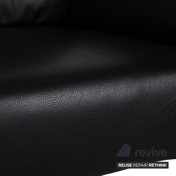 Fauteuil en cuir noir Rolf Benz 322