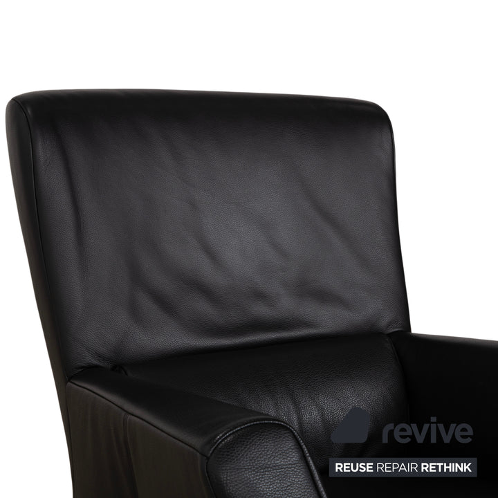 Fauteuil en cuir noir Rolf Benz 322