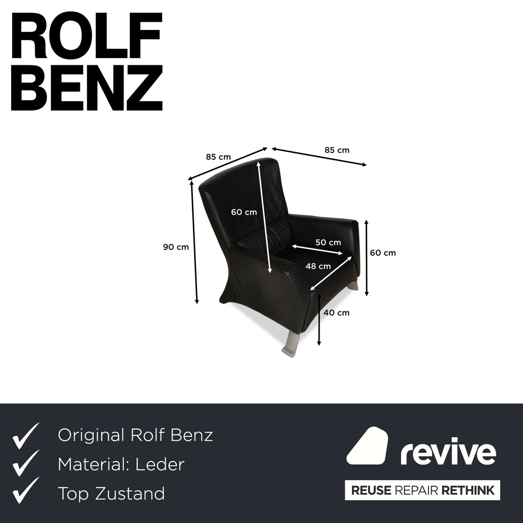 Rolf Benz 322 Leder Sessel Schwarz