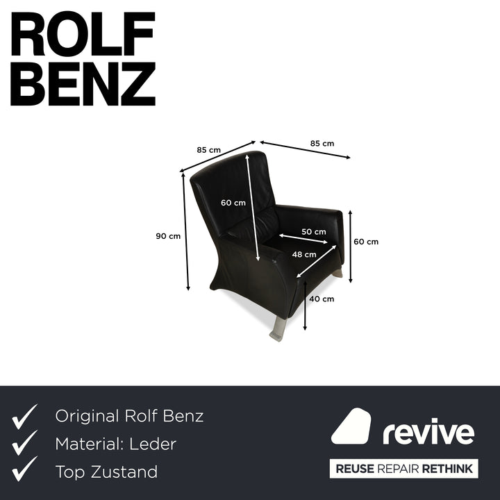 Rolf Benz 322 Leder Sessel Schwarz