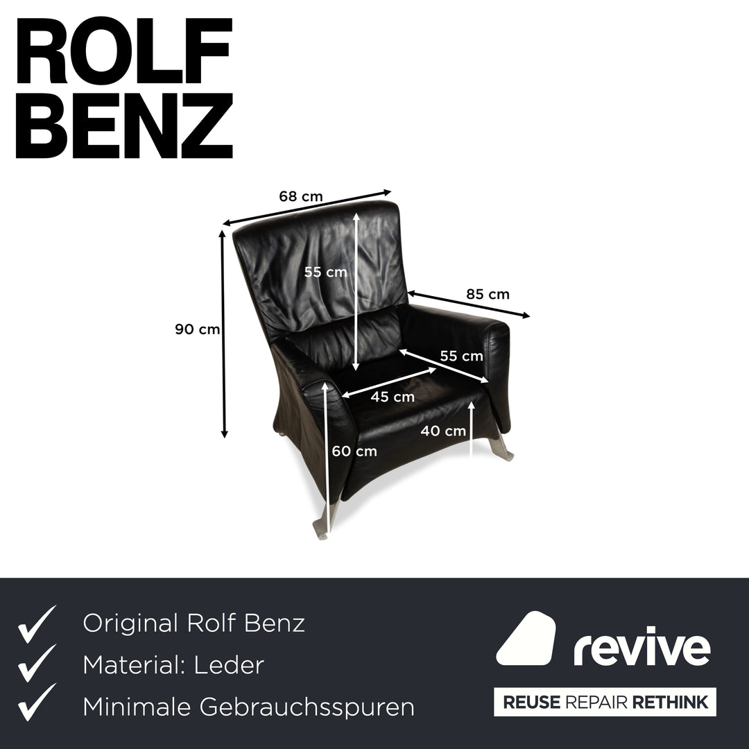Rolf Benz 322 Leather Armchair Black
