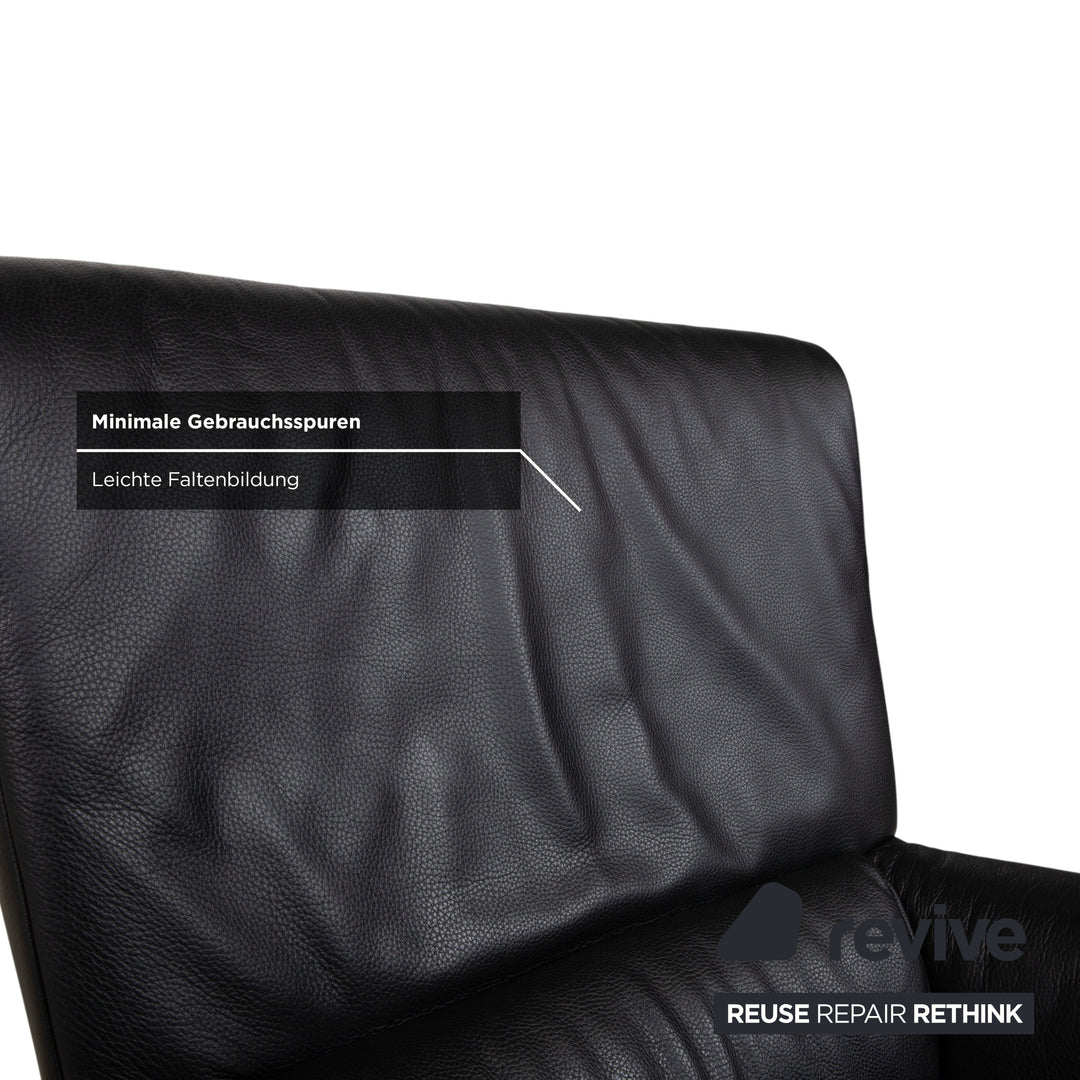 Fauteuil en cuir noir Rolf Benz 322