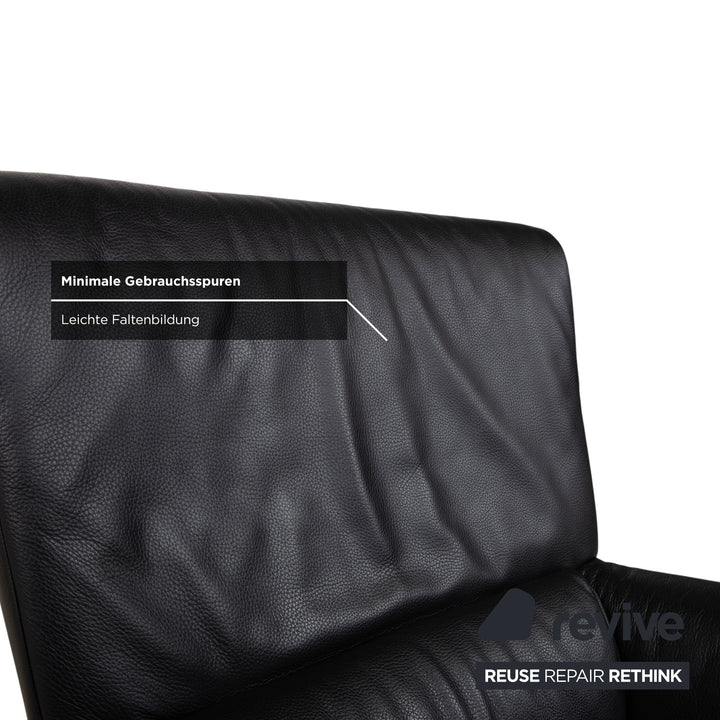 Fauteuil en cuir noir Rolf Benz 322