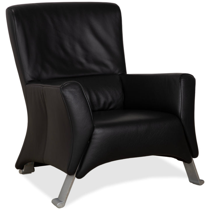 Fauteuil en cuir noir Rolf Benz 322