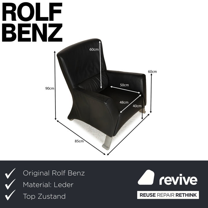 Rolf Benz 322 Leder Sessel Schwarz Anthrazit