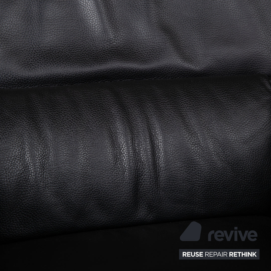 Fauteuil en cuir noir Rolf Benz 322