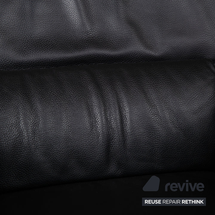 Fauteuil en cuir noir Rolf Benz 322