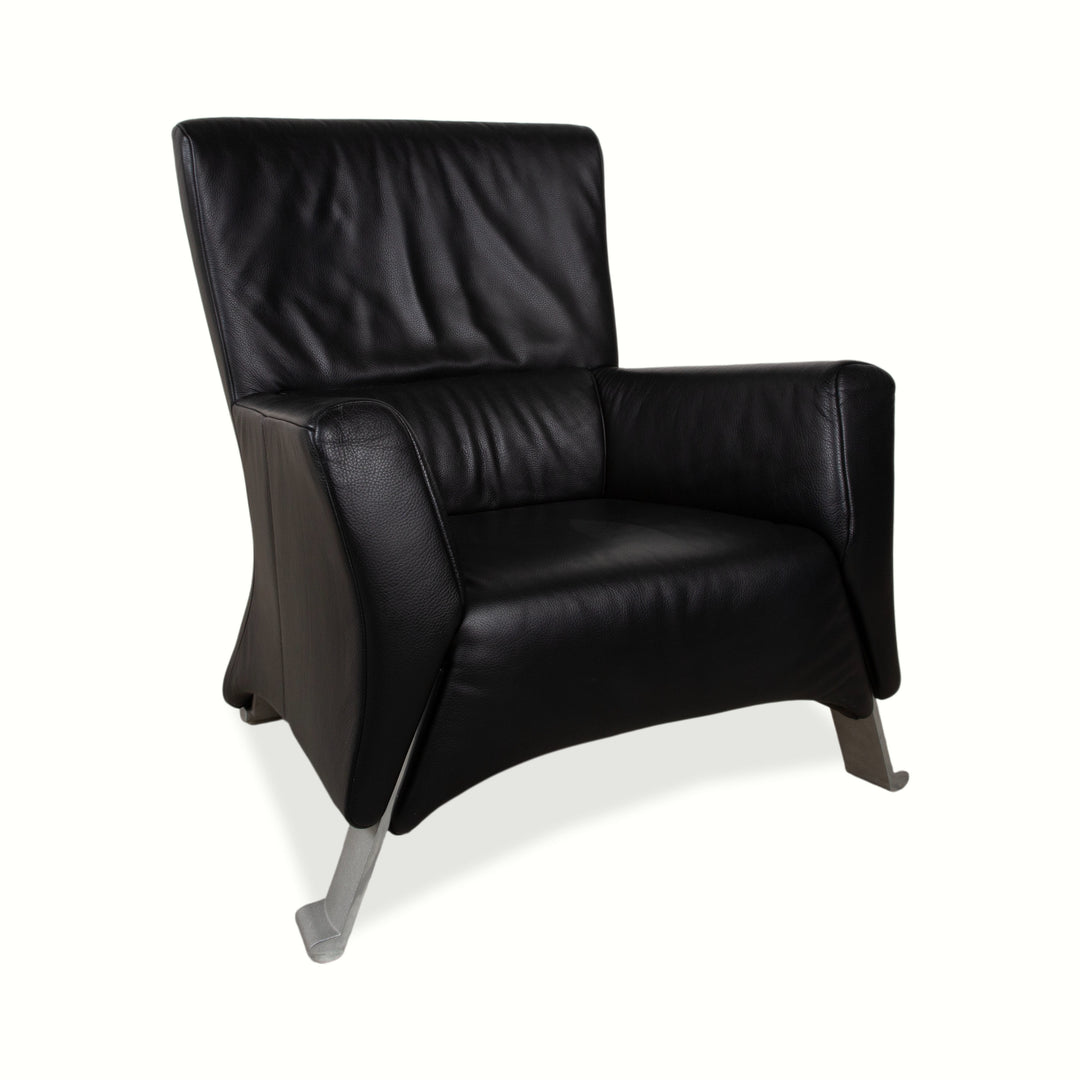 Fauteuil en cuir noir Rolf Benz 322