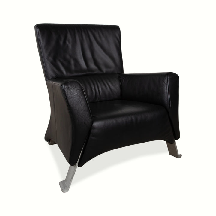 Fauteuil en cuir noir Rolf Benz 322