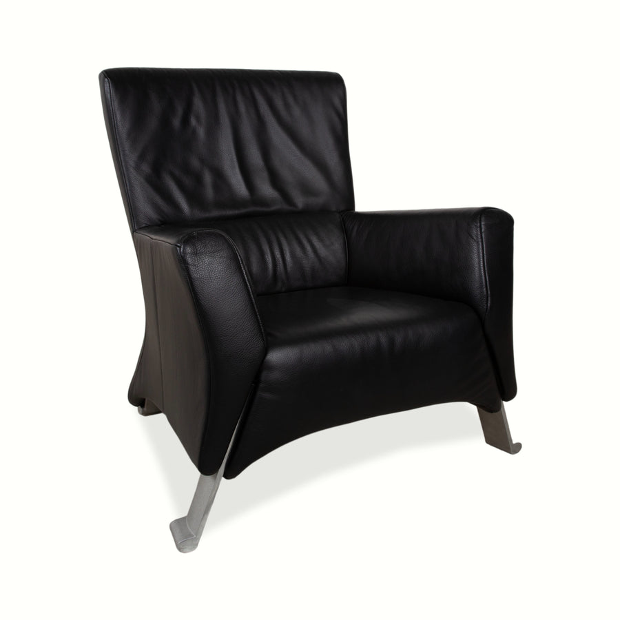 Fauteuil en cuir noir Rolf Benz 322