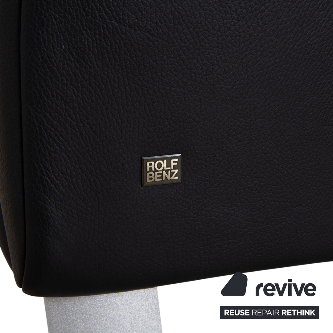 Fauteuil Rolf Benz 322 en cuir noir avec repose-pieds