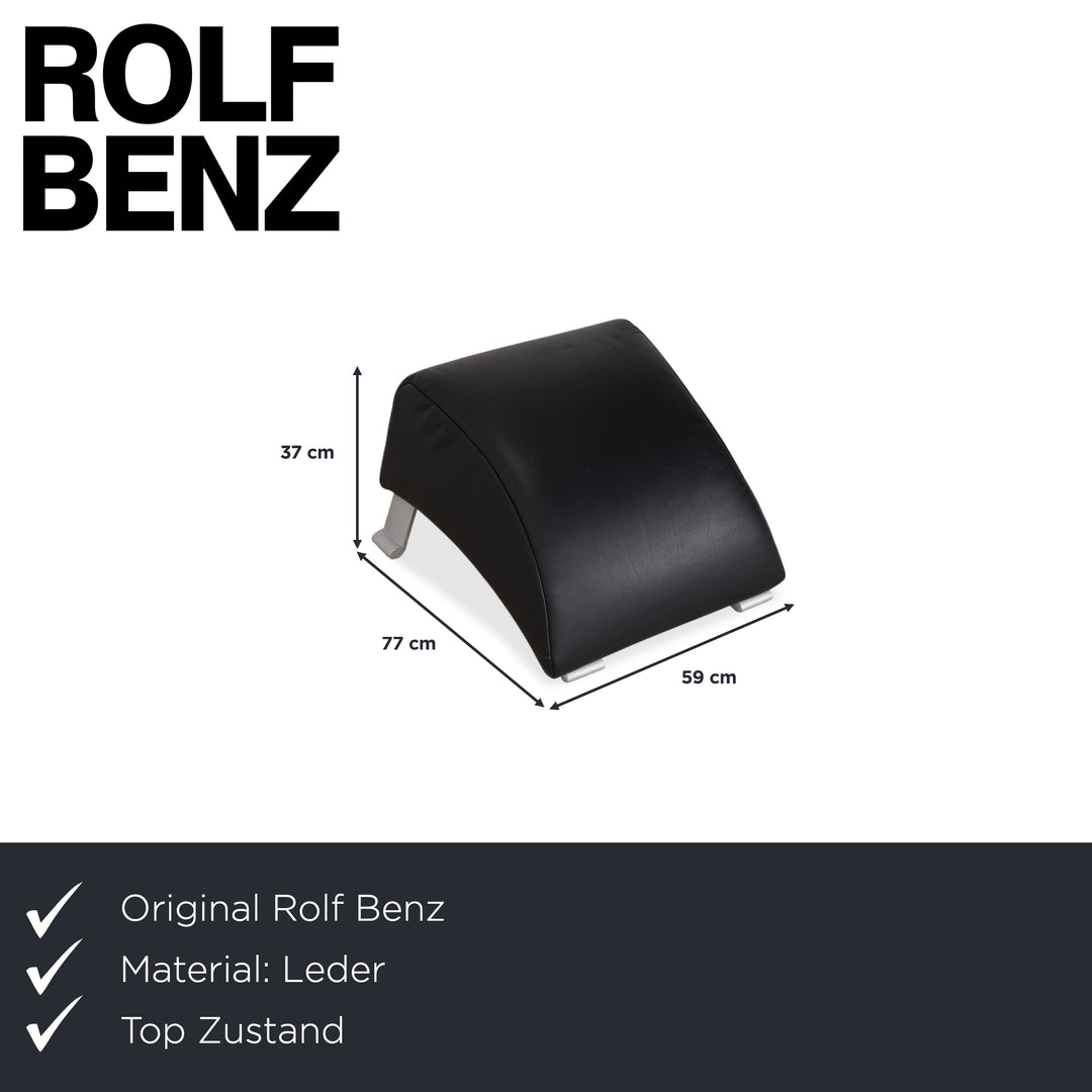 Fauteuil Rolf Benz 322 en cuir noir avec repose-pieds