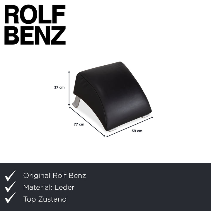 Fauteuil Rolf Benz 322 en cuir noir avec repose-pieds