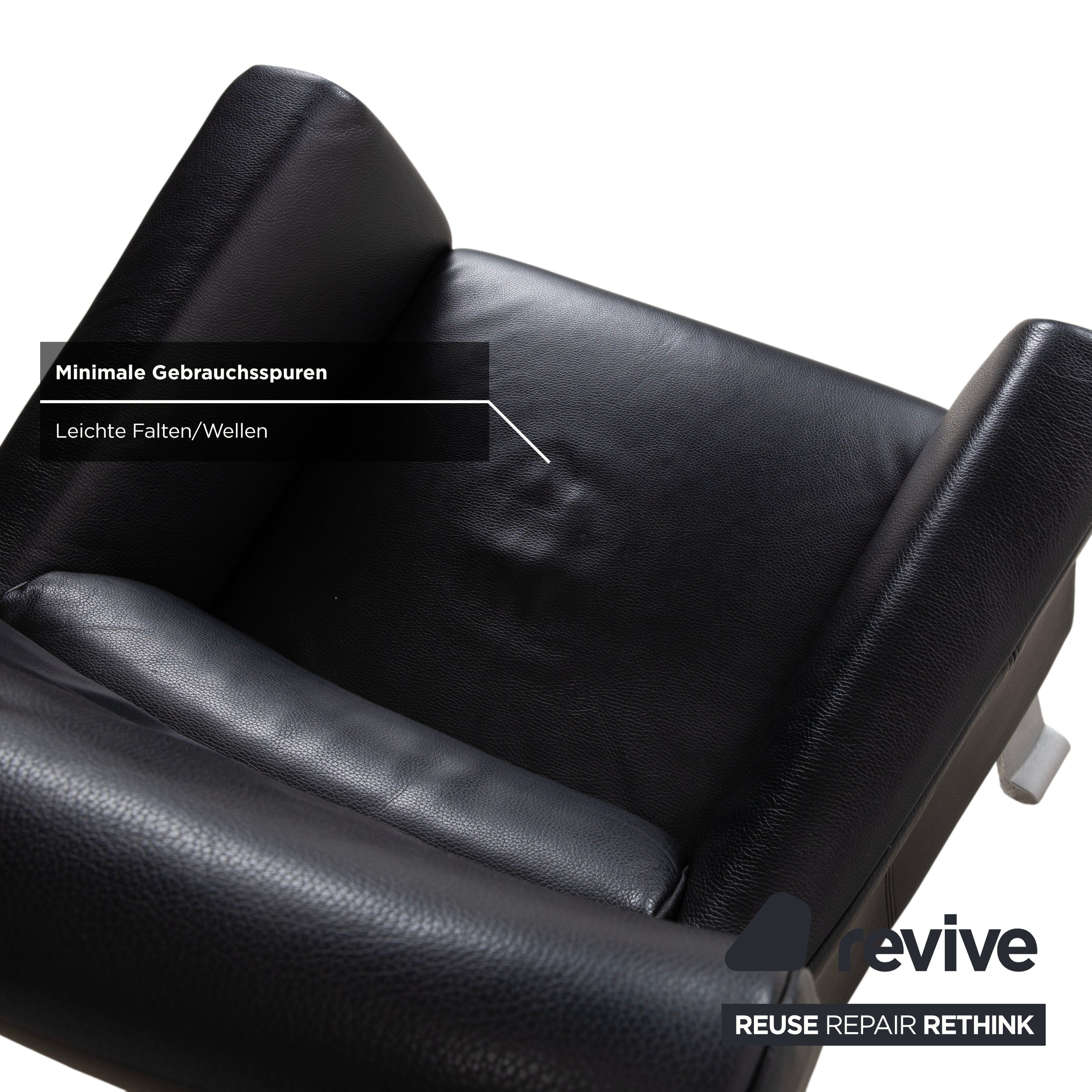 Rolf Benz 322 Leder Sessel Schwarz inkl. Hocker