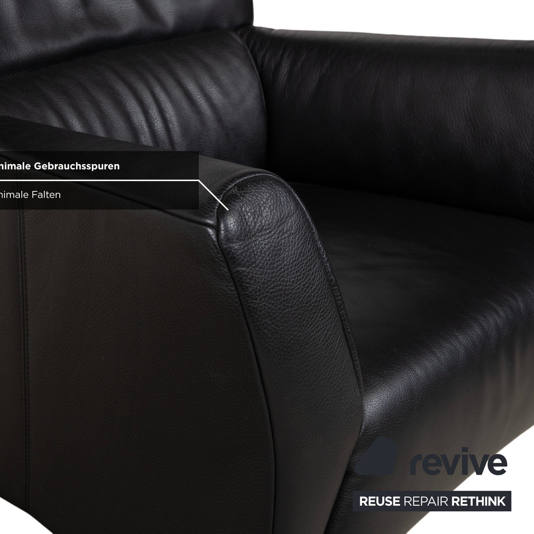 Fauteuil en cuir noir Rolf Benz 322
