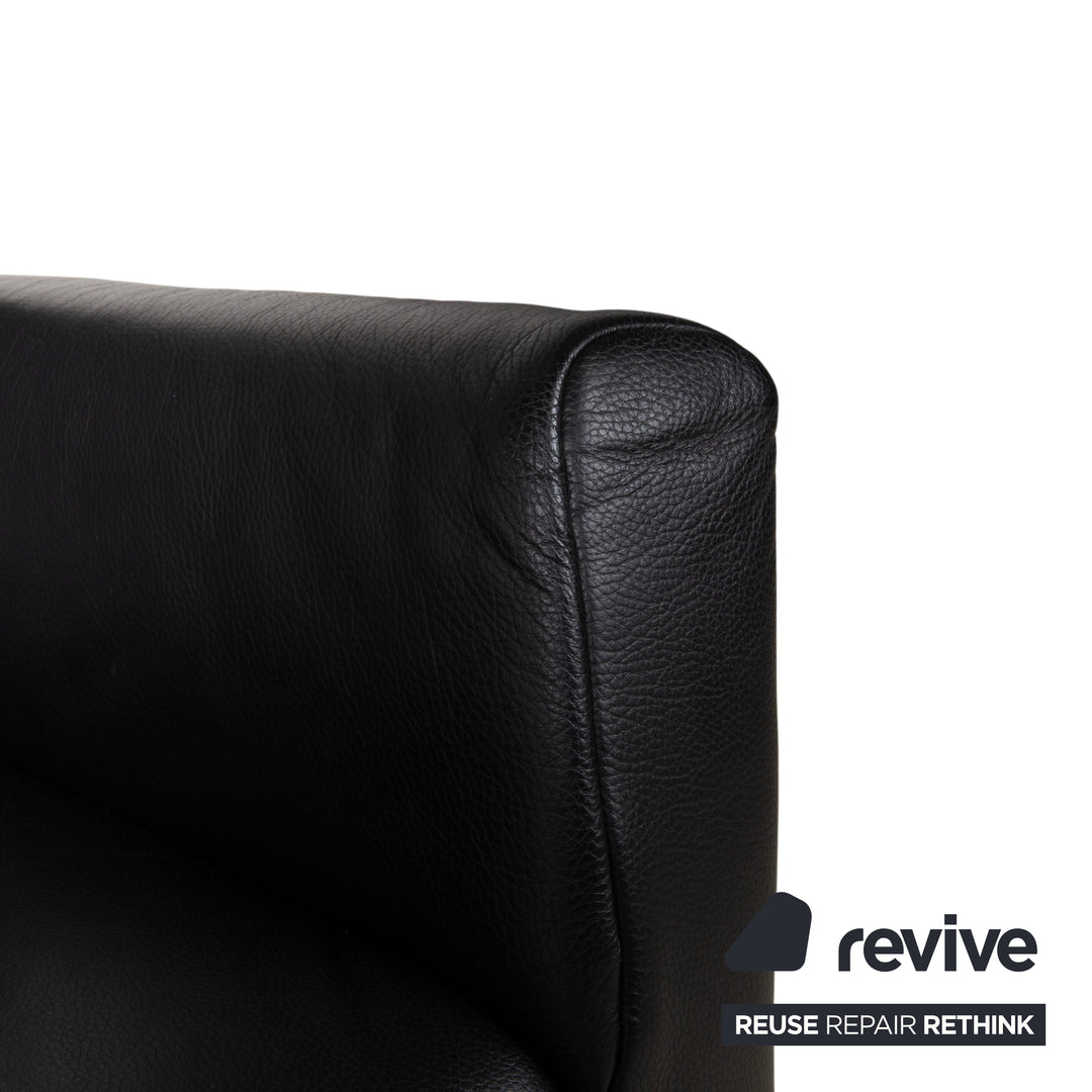 Fauteuil en cuir noir Rolf Benz 322