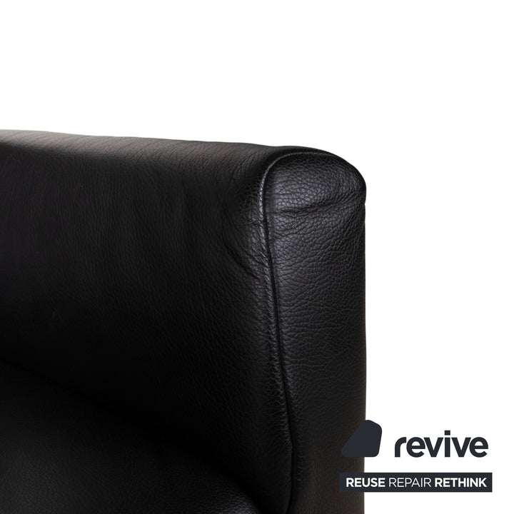 Fauteuil en cuir noir Rolf Benz 322
