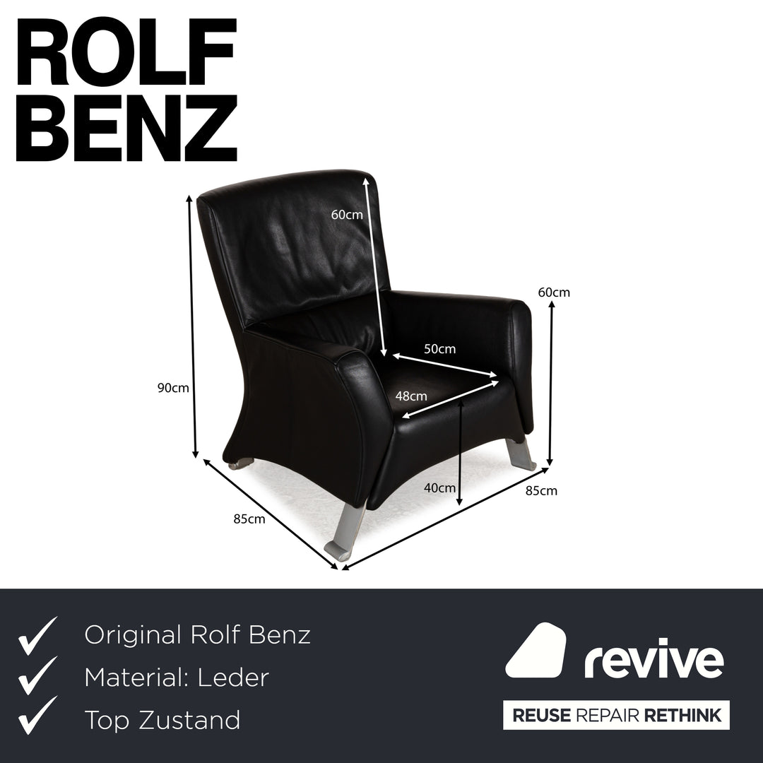 Rolf Benz 322 Fauteuil en cuir noir