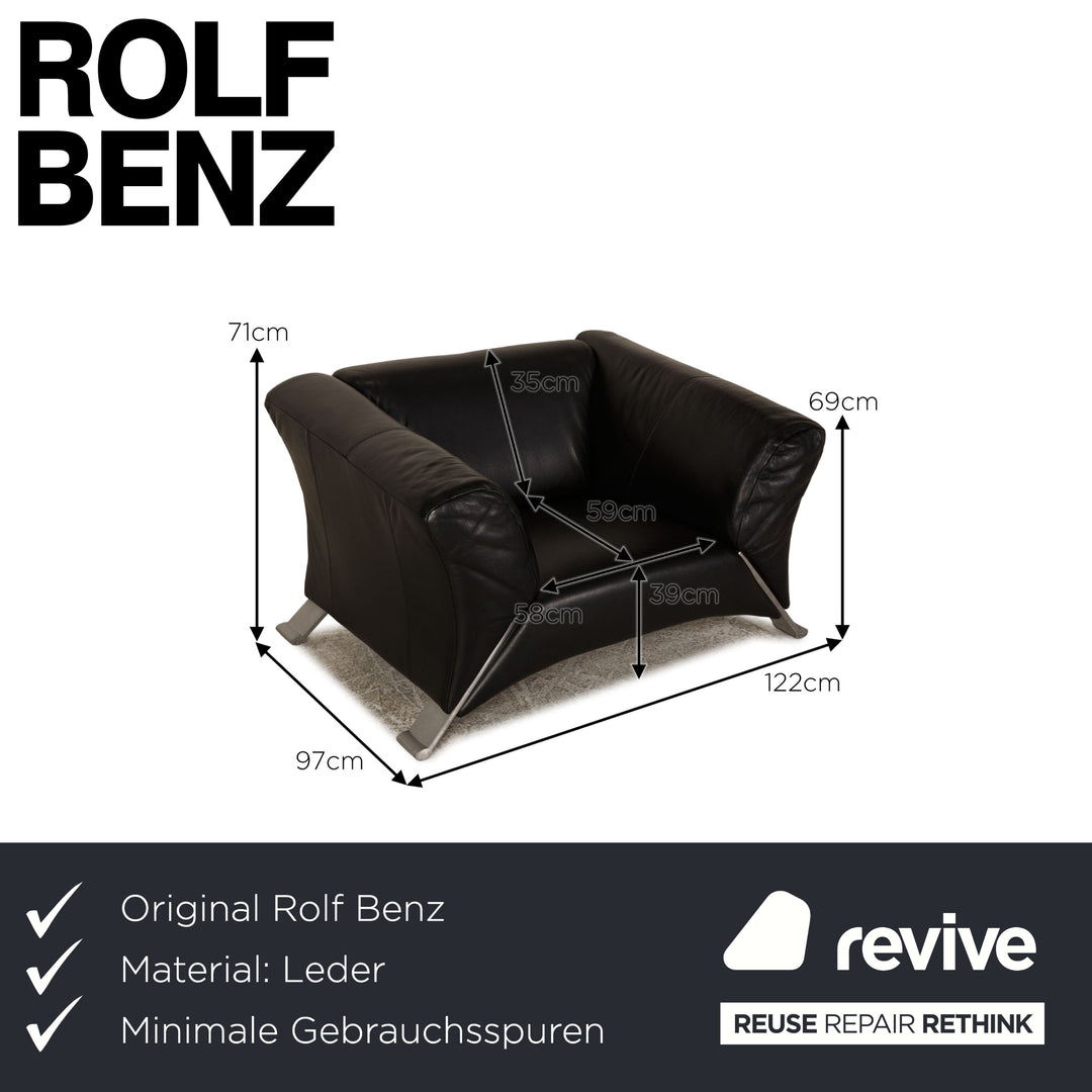 Rolf Benz 322 Leather Armchair Black