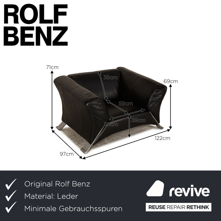 Rolf Benz 322 Leather Armchair Black