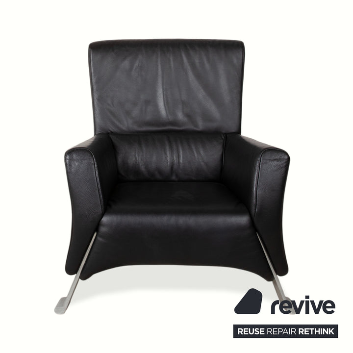 Fauteuil en cuir noir Rolf Benz 322