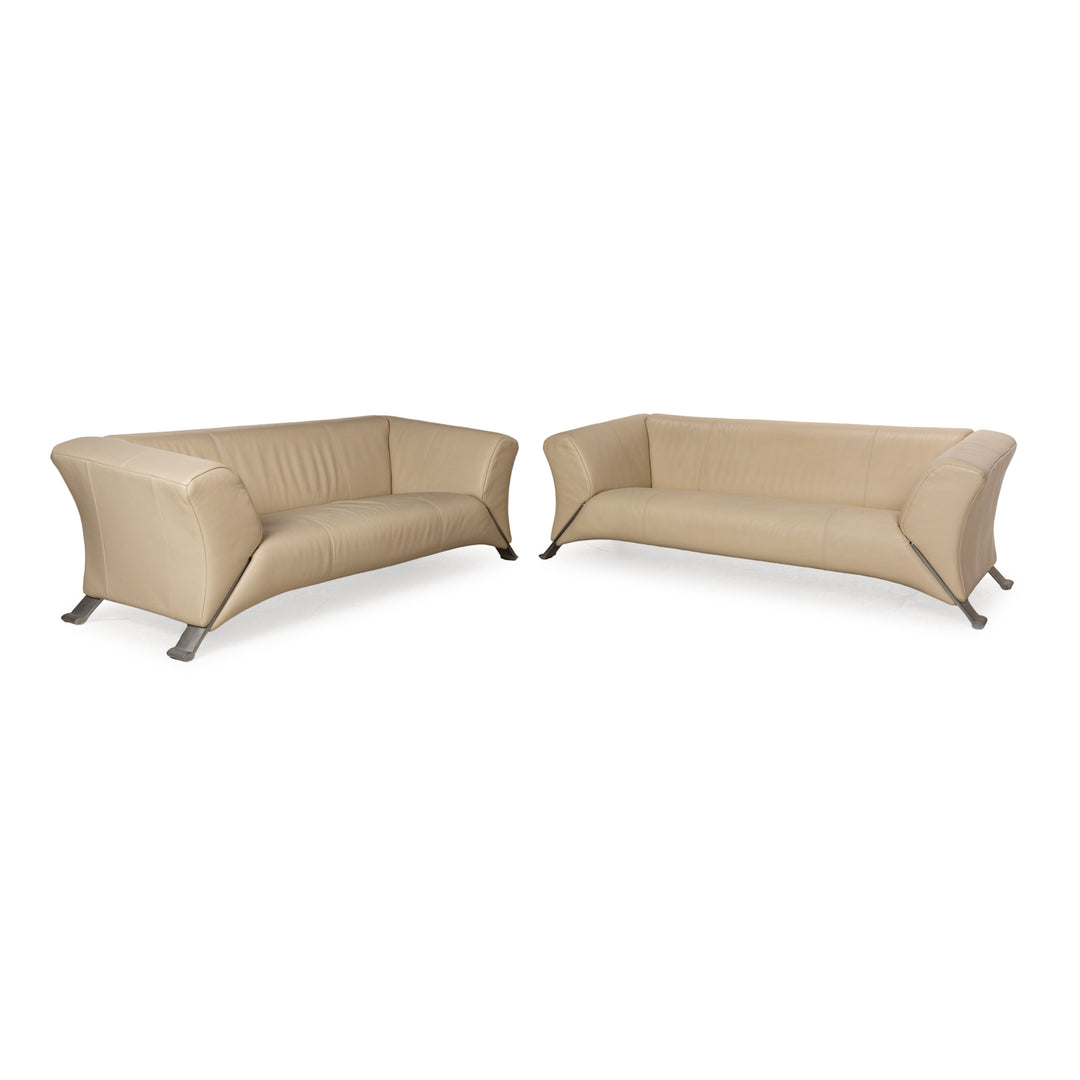 Rolf Benz 322 Leather Sofa Set Beige Two-Seater Three-Seater Couch