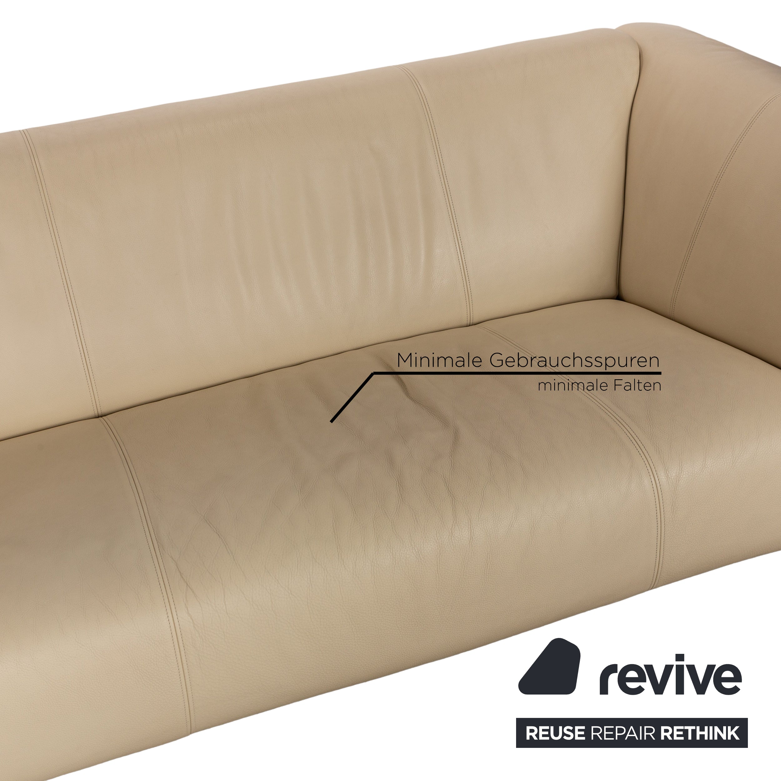 Rolf Benz 322 Leder Sofa Garnitur Beige Zweisitzer Dreisitzer Couch