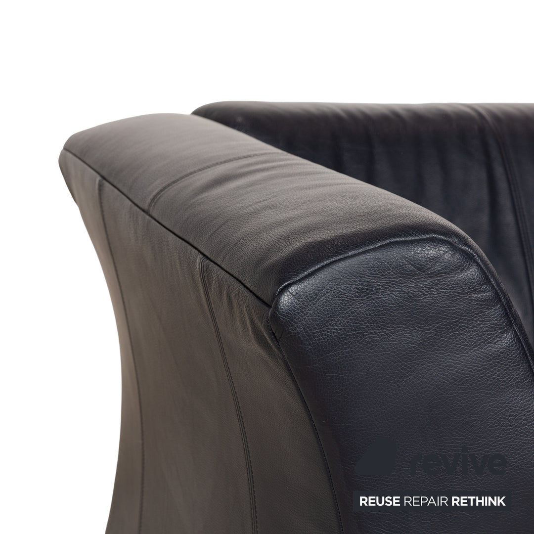 Rolf Benz 322 leather sofa set blue blue-black couch 2x two-seater